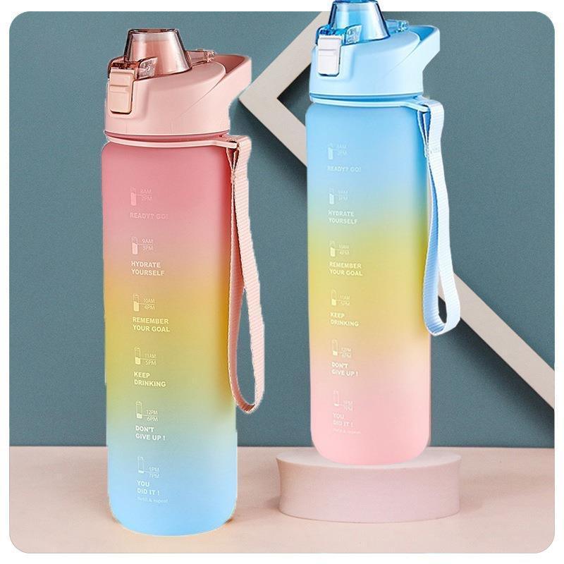 Silicone Motivational Water Bottle 1L – Time & Capacity Marker | BPA-Free | Office & Gym - Image 1