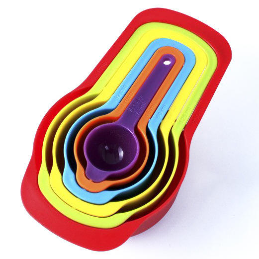 Colourful Plastic Measuring Cup & Spoon Set – 6 Pcs Multi-Function Kitchen Tools - Image 1