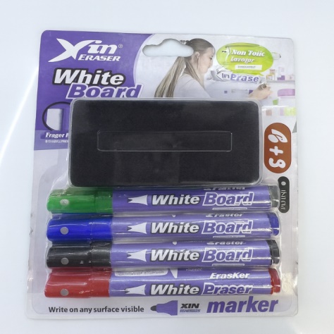 Whiteboard Marker & Duster Combo – 4 Assorted Colours | Bold Point | Pack of 2 - Image 1