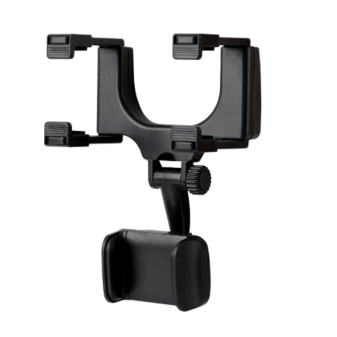 Car Rear View Mirror Mobile Phone Holder – Universal 360° Rotating Retractable Mount - Image 1