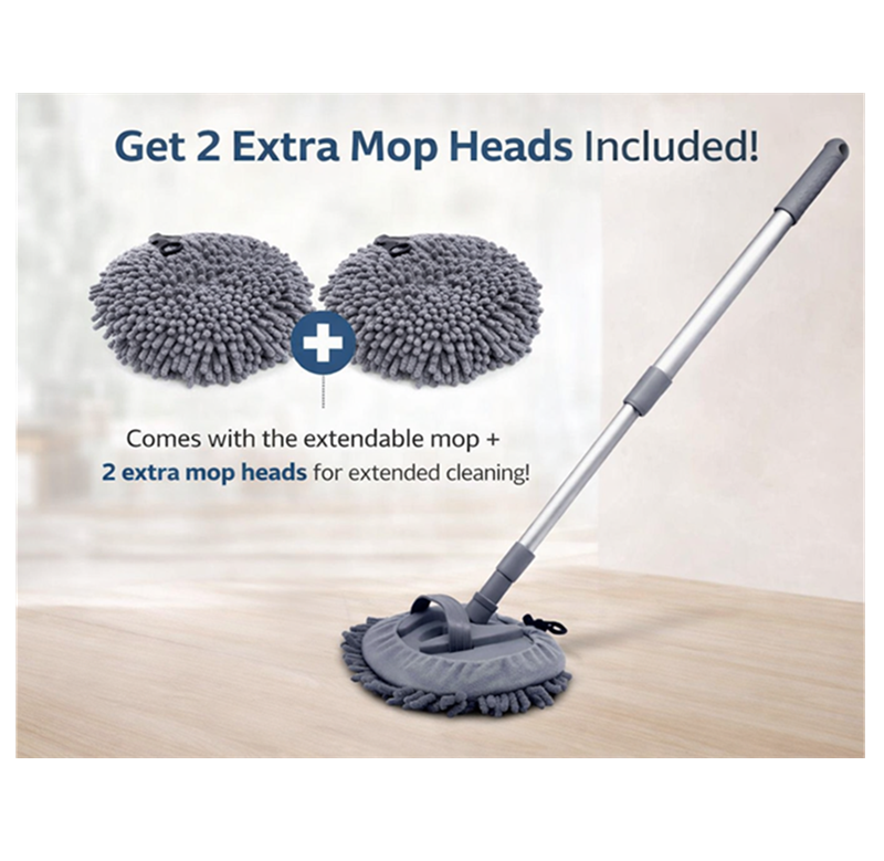 Car Wash Microfiber Mop Set – 101cm Detachable Pole | 2 Replacement Heads - Image 1