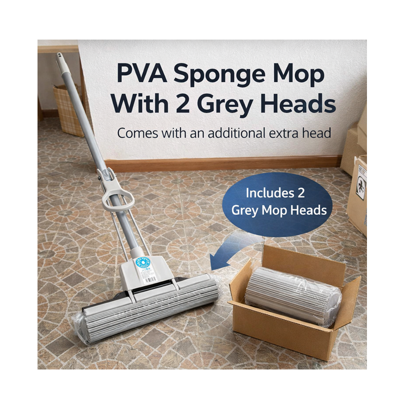 PVA Sponge Butterfly Mop – No-Touch Wringing | 2 Heads | Telescopic Handle - Image 1