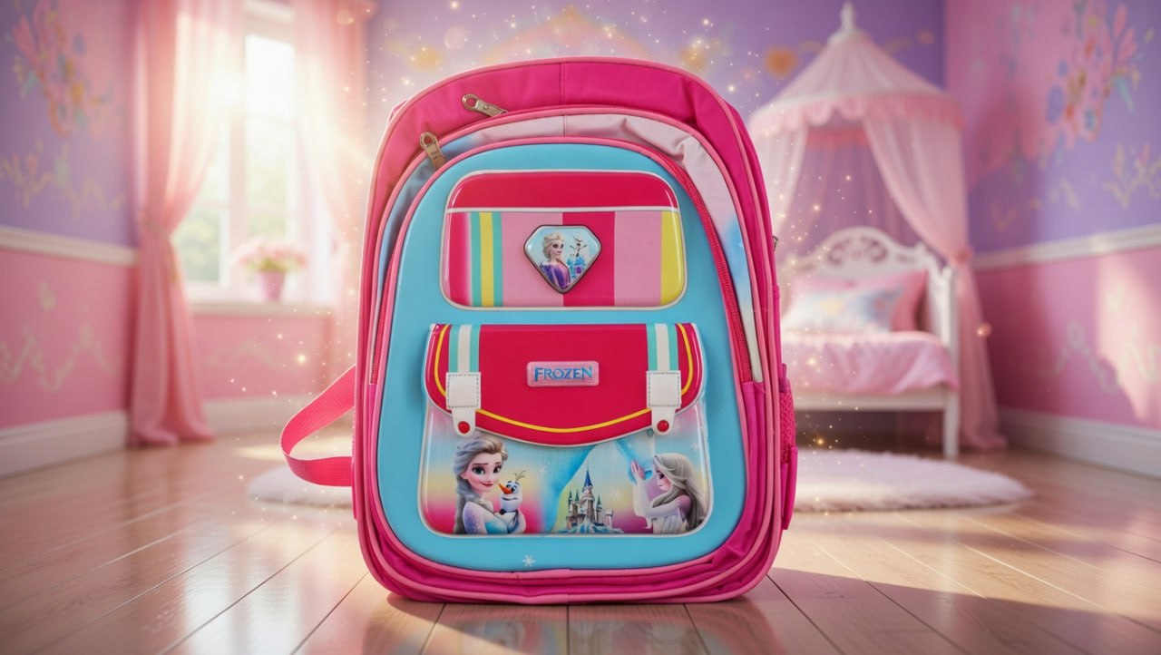 Pink Frozen Cute Cartoon Print Kids Backpack – Lightweight School Bag for Girls - Image 1