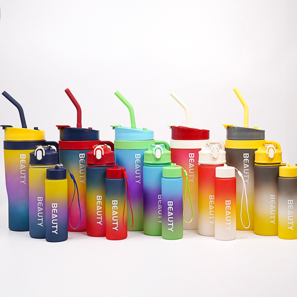 Gradient Tumbler Water Bottle with Straw Lid – Stylish Everyday Hydration Bottle - Image 1