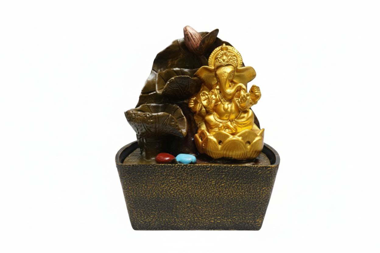Ganesha Desktop Water Fountain with LED Lights – Indoor & Outdoor Tabletop Décor - Image 1