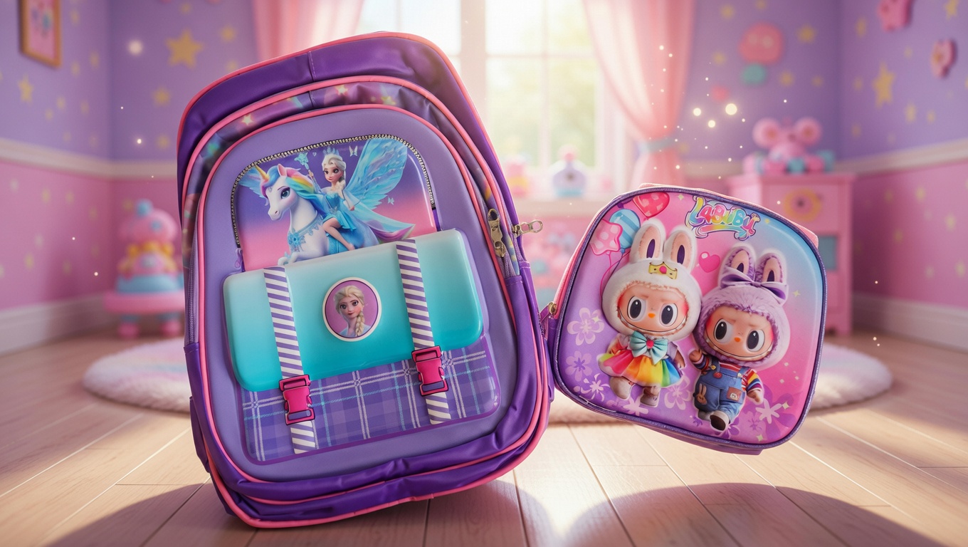 Cute Pink Cartoon Print Kids Backpack – Lightweight School Bag for Girls - Image 1