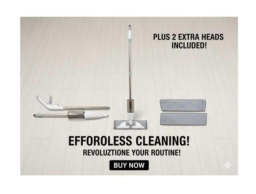 Spray Mop with Refillable Bottle & 2 Microfiber Heads – Wet & Dry Floor Cleaning - Image 1